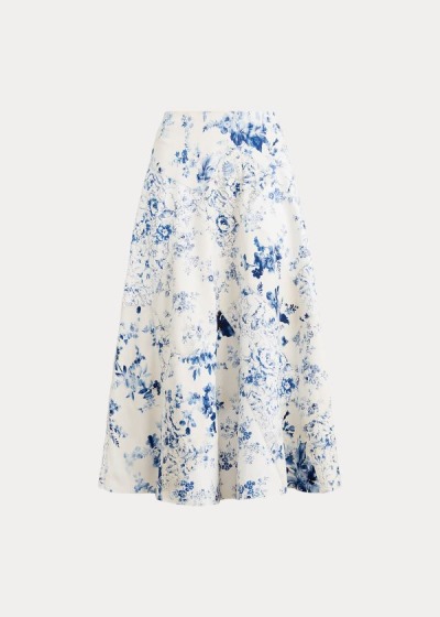 Falda Ralph Lauren Mujer Blancos / Azules - Trivelas Floral Leather - PEJUY4103